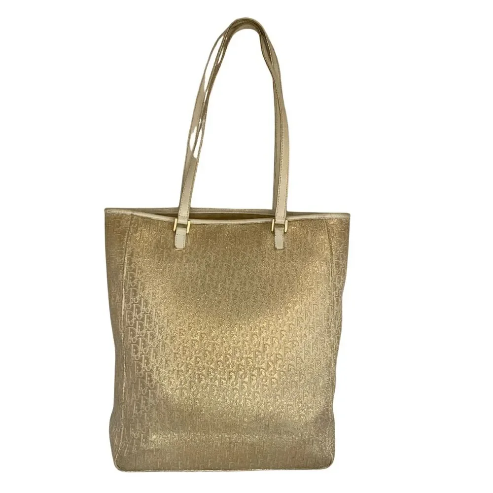 Christian Dior White and Gold Monogram Tote Bag Vintage - Picture 5 of 16
